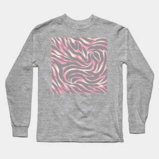 Rose Gold Glitter Zebra Gray Animal Print Glam Design Long Sleeve T-Shirt